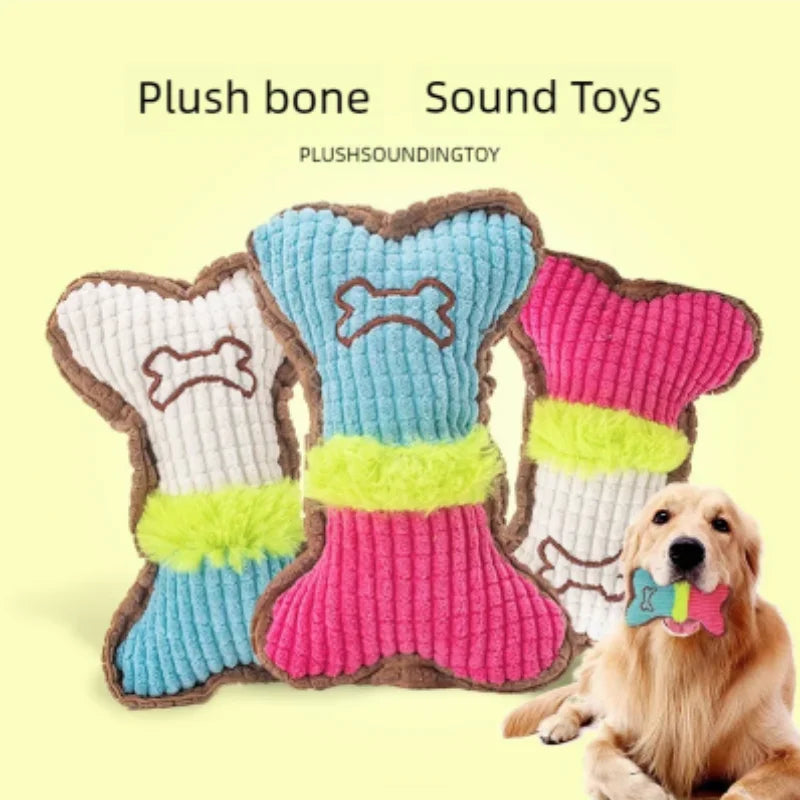 1PC Plush Dog Squeaky Toy Bone Chew Toy for - MyPetDollar.com