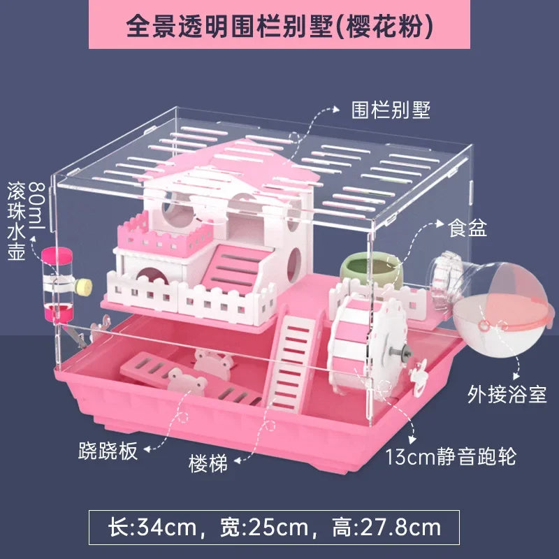 Transparent Acrylic Hamster Enclosure for Small Pets