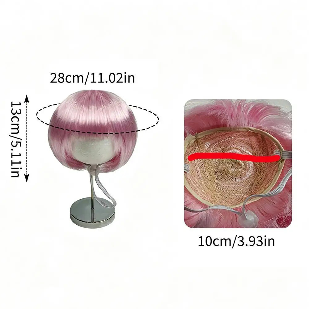 Adjustable Funny Pet Wig for Cats & Dogs Bob Cut Pink Cosplay Costume