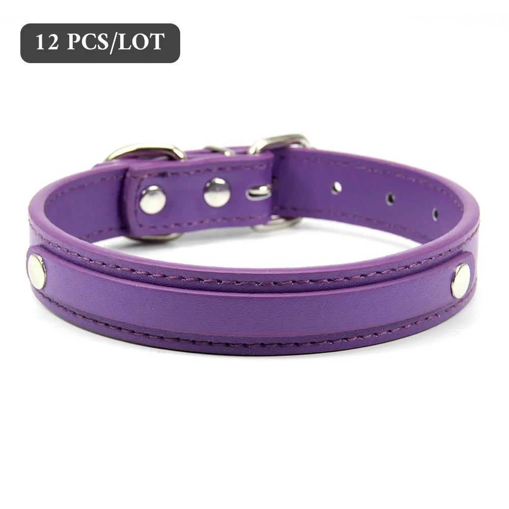 12 PCS Plain PU Leather DIY Name ID Dog - MyPetDollar.com