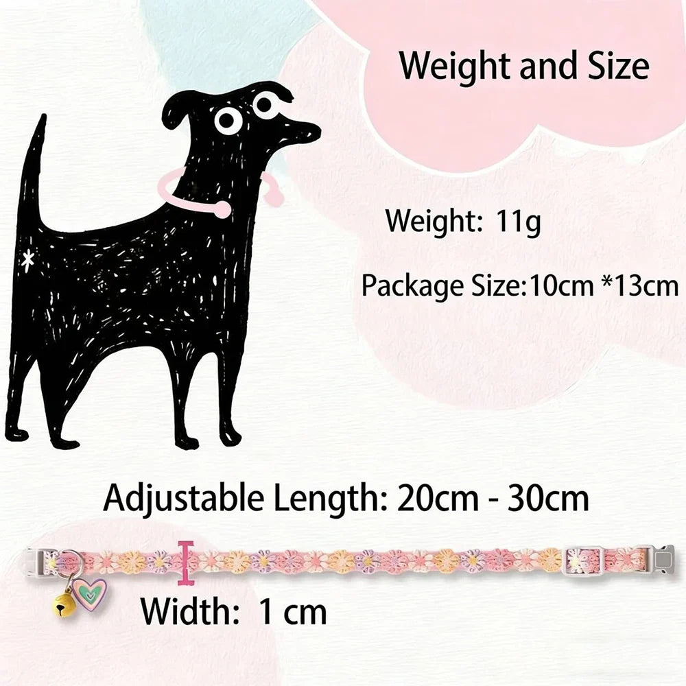 Pet Collar With Bell Colorful Flower Dog - MyPetDollar.com