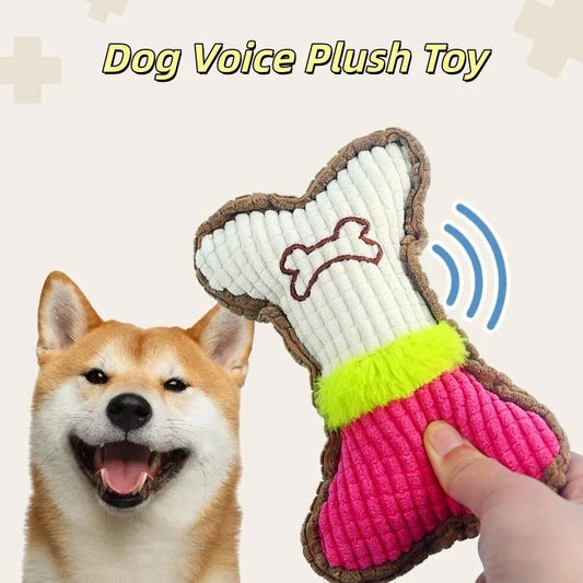Small Medium Breed Plush Squeaky Bone Chew - MyPetDollar.com