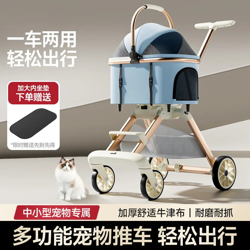 Foldable Pet Stroller for Cats and Dogs Lightweight Aluminum