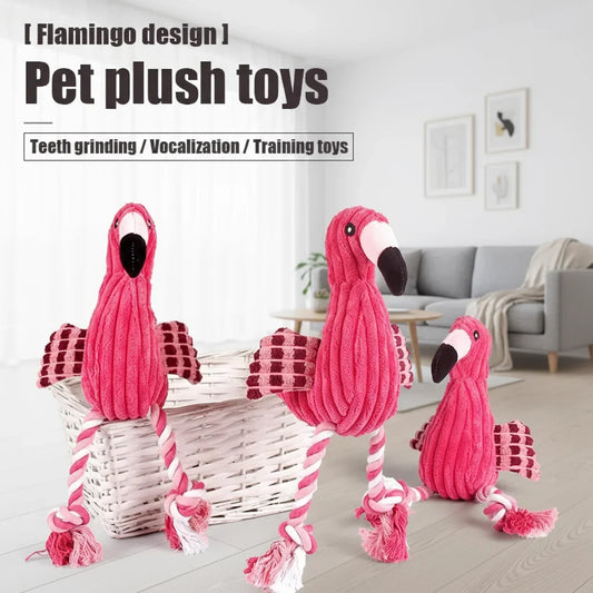 1PC Cute Flamingo Plush Dog Toys Funny - MyPetDollar.com