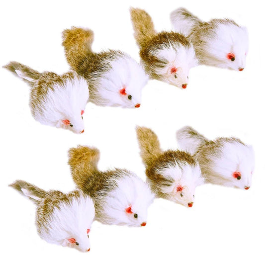 10PCS Rabbit Fur Cat Mice Toys Long-Haired - MyPetDollar.com