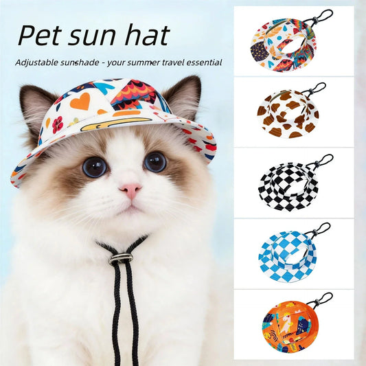 Summer Pet Sun Hat with Ear Holes, - MyPetDollar.com