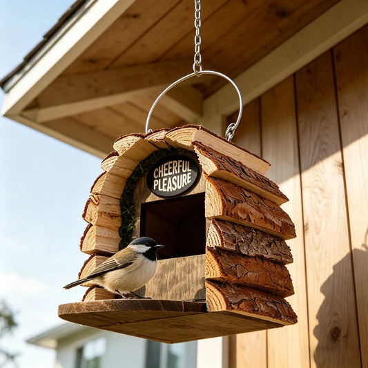 Wooden Bird House, Natural Outdoor Hanging - MyPetDollar.com
