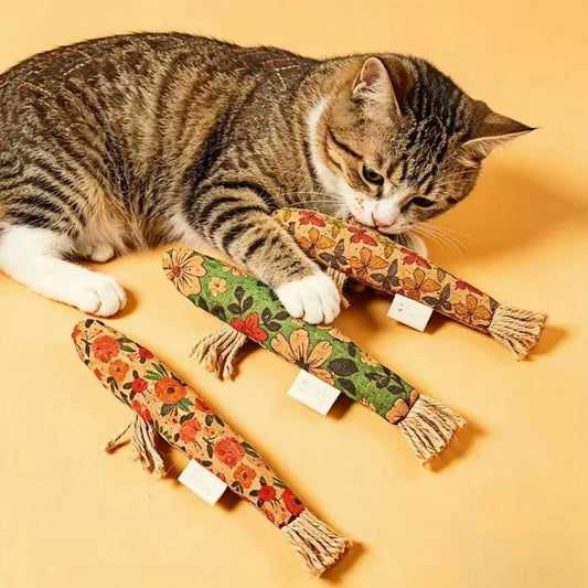 Interactive Cork Fish Shaped Cat Toy Safe Bite Resistant Attract