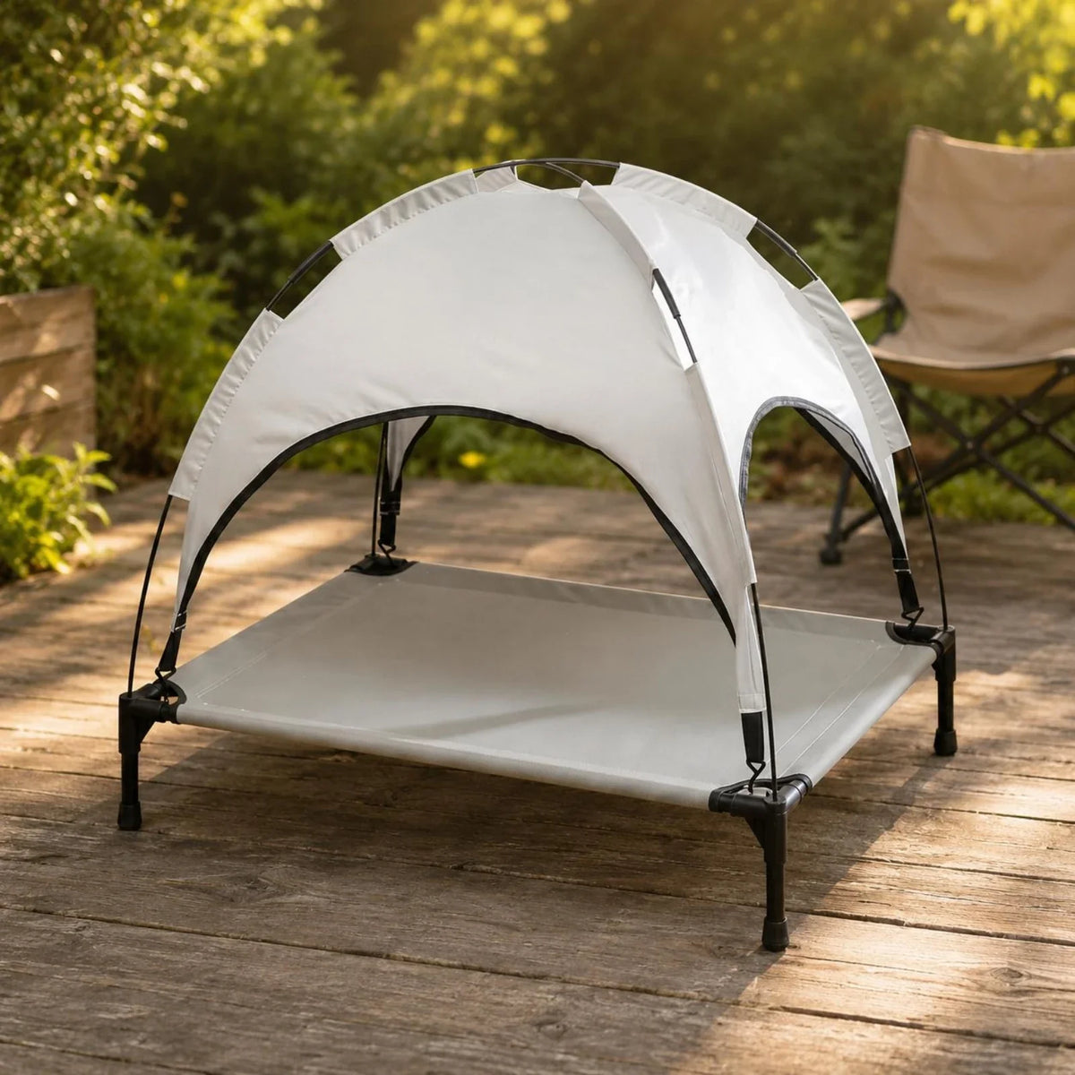 Dog Cot with Canopy Arched Elevated Pet Bed – Dog Bowls & Feeders