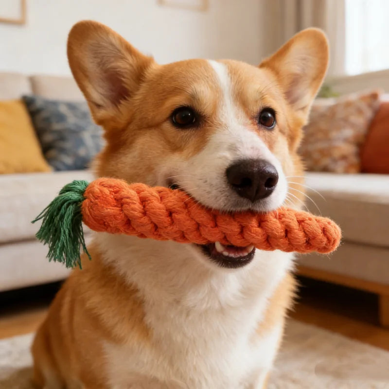 Dog Chew Toy Carrot Knot Toy Cotton Rope - MyPetDollar.com