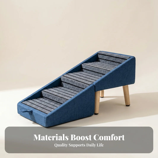 Upholstered Pet Stair Compact Wood-Leg Pet - MyPetDollar.com