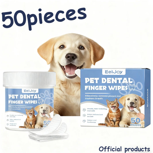 50pcs Pet Oral Wipes Teeth Cleaning Wipes - MyPetDollar.com
