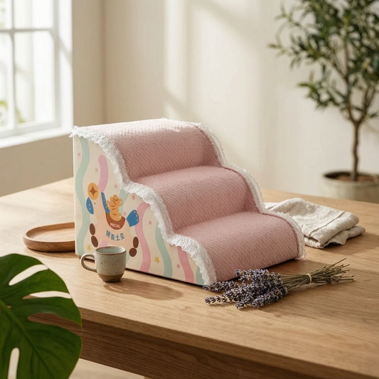 Two-Step Pet Stairs Wavy Print Pet Stair - MyPetDollar.com