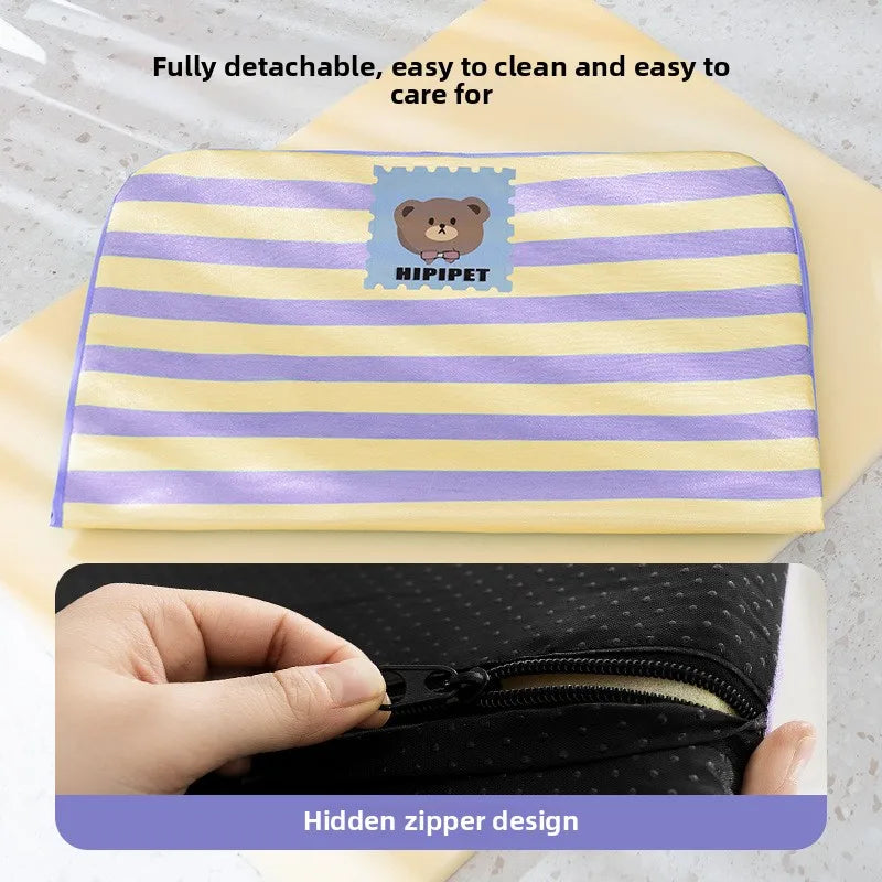 Summer Dog Cartoon Striped Ice Silk Cooling - MyPetDollar.com