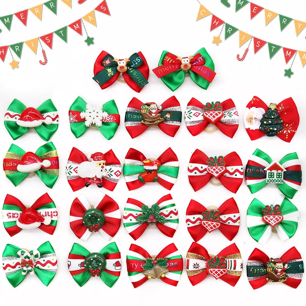 Christmas Dog Bows Handmade Puppy