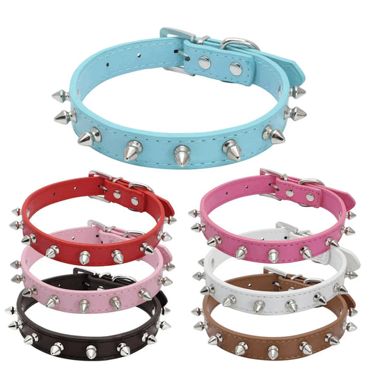 1pc Cool Cat Dog Collar Leather Spiked - MyPetDollar.com