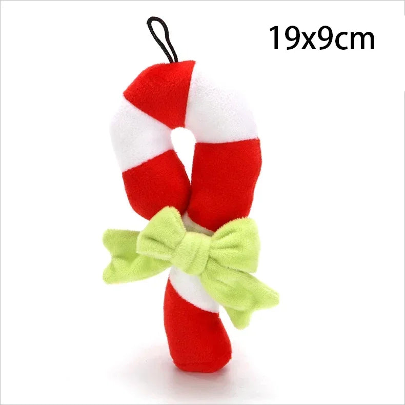 Dog Chewing Plaything Xmas Pet Plush Noise Santa Elk Gingerbread Man