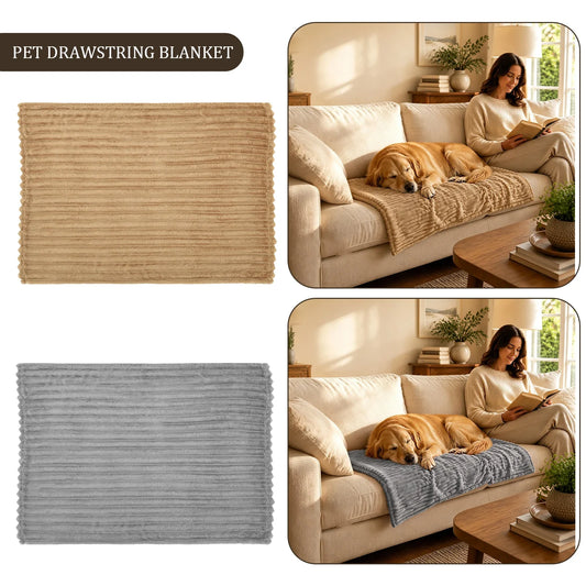 Striped Pet Blanket 100x70 CM Fleece Dog - MyPetDollar.com