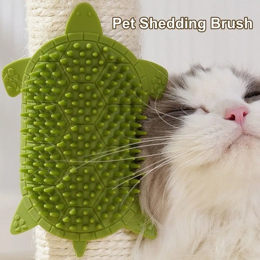 Silicone Cat Deshedding Grooming Brush Turtle Design Easy Clean Pet (3 colors)