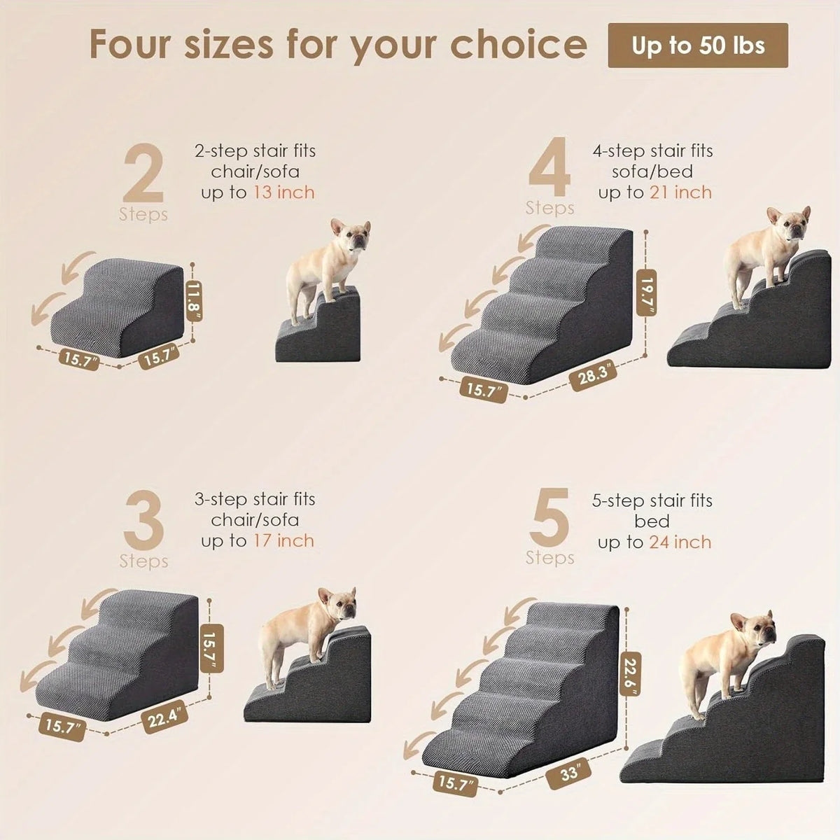 [4-Step Curved Dog Ramp] 4-Step Non-Slip - MyPetDollar.com