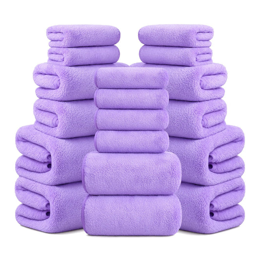 18-Piece Coral Fleece Bath Towel Set, 4 Bath - MyPetDollar.com