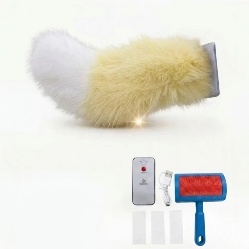 Fluffy Motorcycle Tail Decoration Vehicle Plush Car Moving