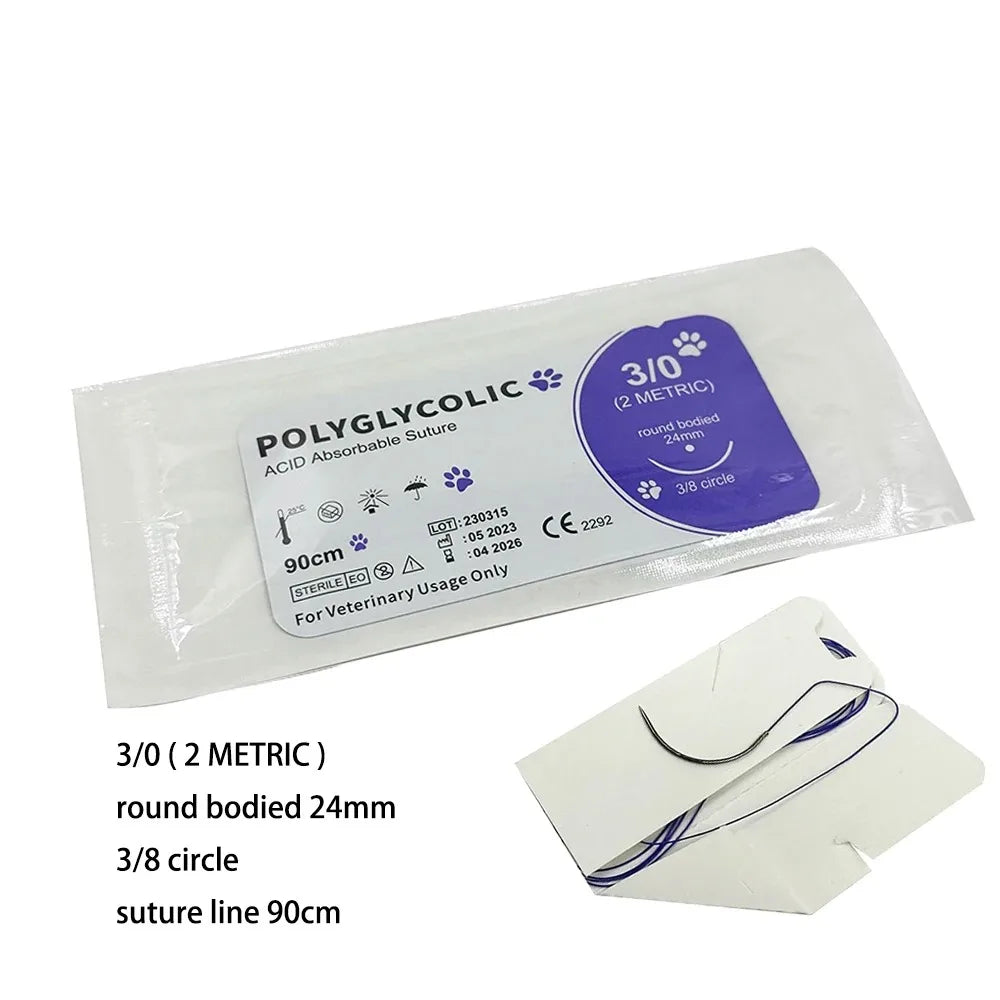 Pet Surgical Sutures PGA PDO Sterile Absorbable Non Removal – 14 Colors
