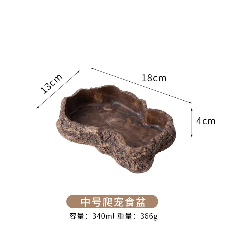 Natural Rock Reptile Water Dish & Food Bowl – 6 Colors