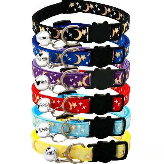 Pet Collar With Bell Cartoon Star Moon Dog - MyPetDollar.com