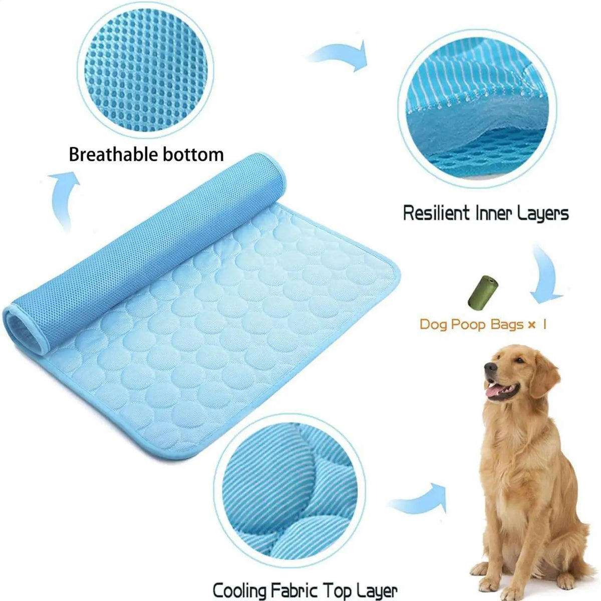 Dog Cooling Mat Summer Pet Cold Bed Extra - MyPetDollar.com