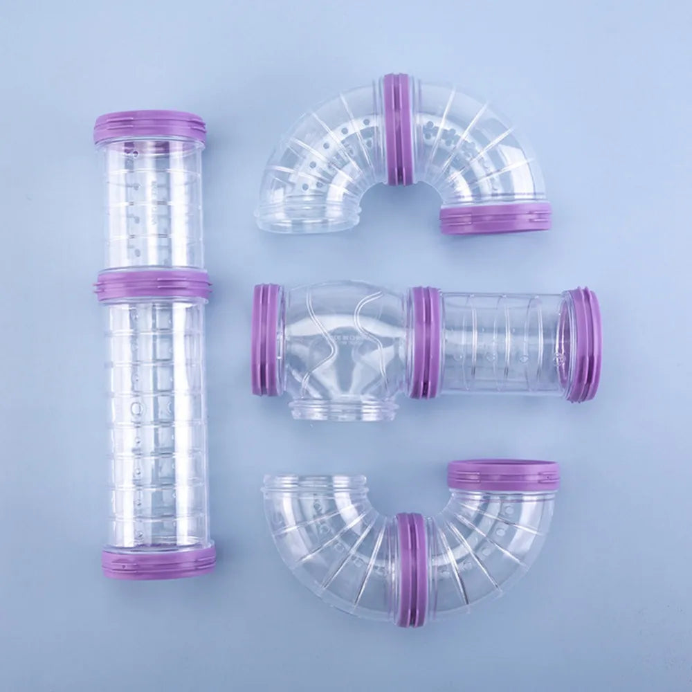 DIY Hamster Tunnel Tubes Set 5.5cm Diam Transparent Maze U for Small Pets