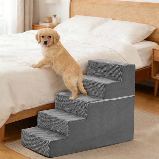 JHK 3-5 Step Right Angled Foam Dog Stairs - MyPetDollar.com