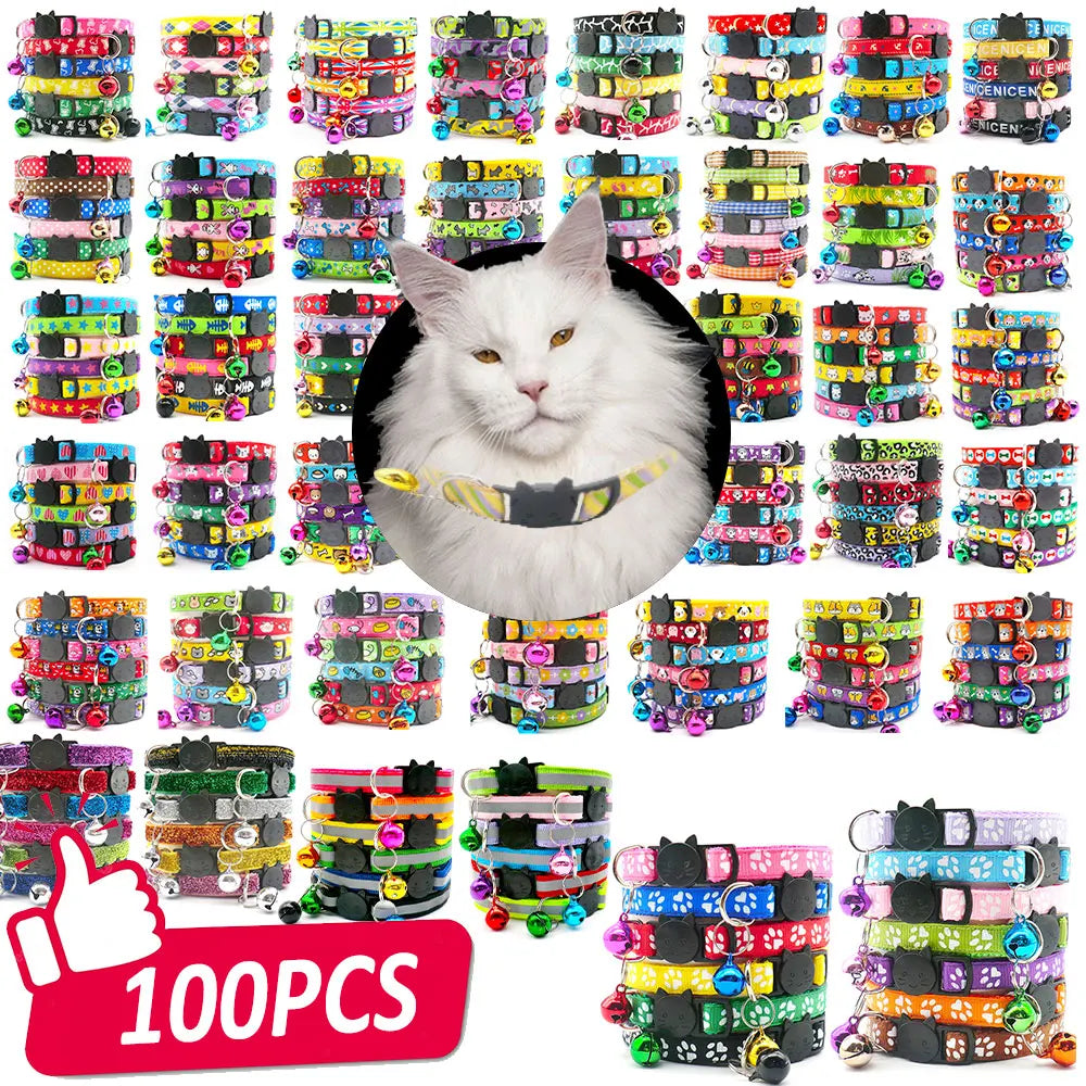 100Pcs Dog Collar With Bells Adjustable - MyPetDollar.com