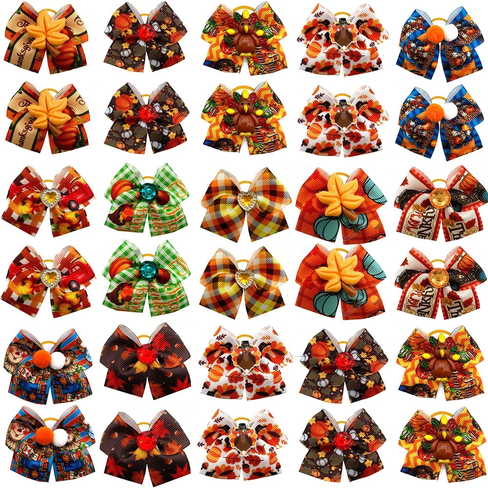 50/100pcs Autumn Doggy Hair Bows Rubber - MyPetDollar.com