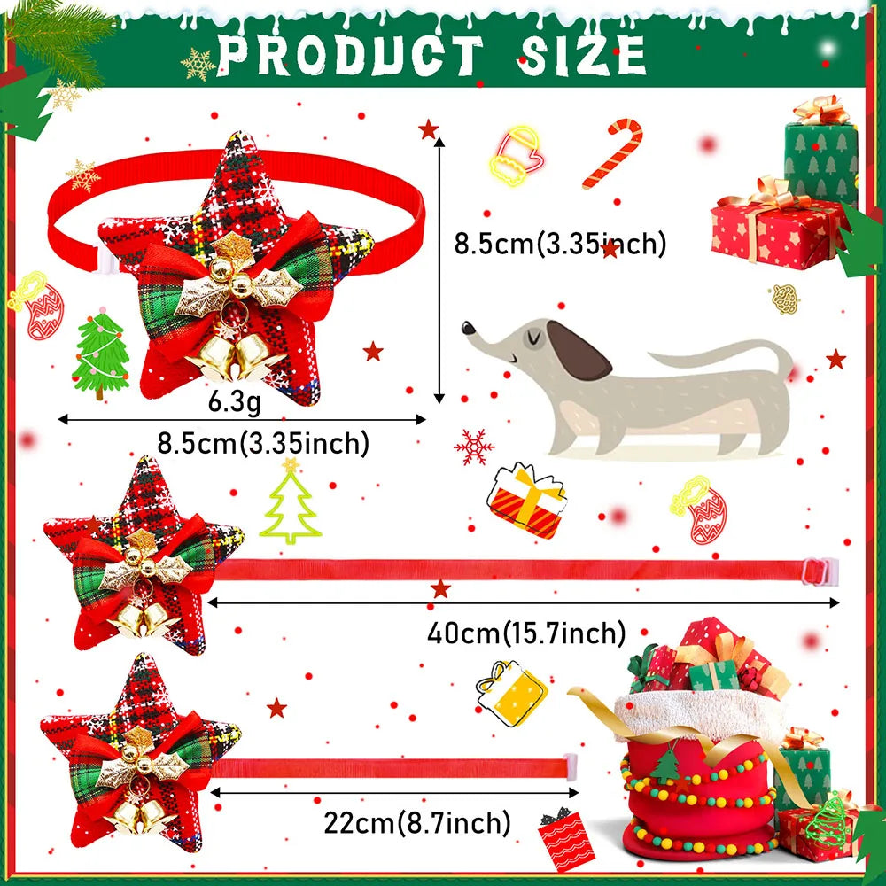 5/10PCS Christmas Dog Bowties With Bell - MyPetDollar.com