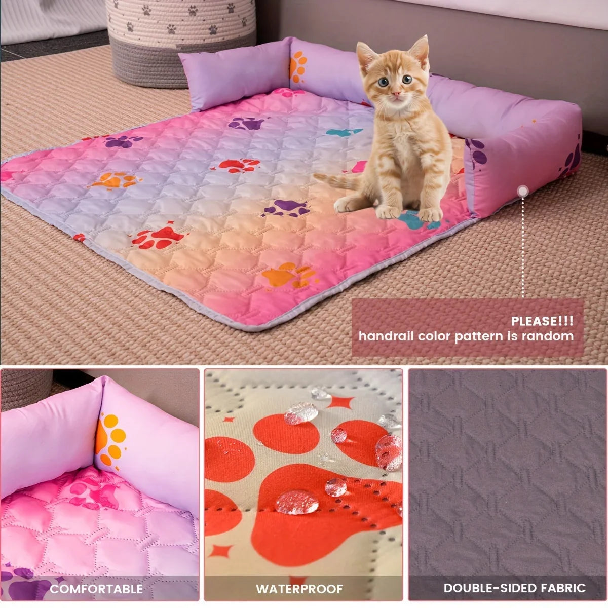 Reversible Rainbow Check Pet Bed with - MyPetDollar.com