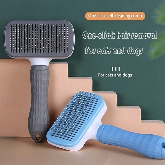 Pet One Button Self Cleaning Slicker Brush - MyPetDollar.com