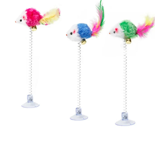 Swinging Mouse Toy - Suction Cup, Spring, - MyPetDollar.com