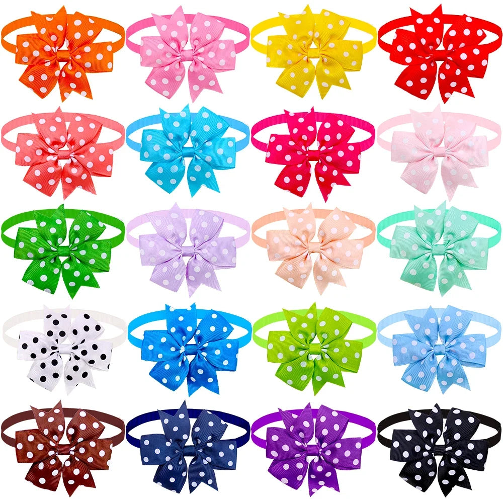 500pcs Solid Dot Dog Bow Ties Regular Small - MyPetDollar.com