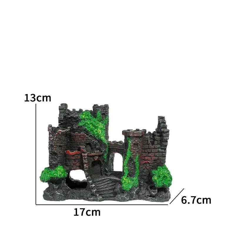 Artistic Castle Shaped Resin Rockery, One Piece Aquarium Decor – 7 Colors
