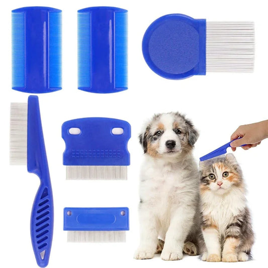 6 Pcs/set Pet Flea Comb Stainless Steel Head - MyPetDollar.com