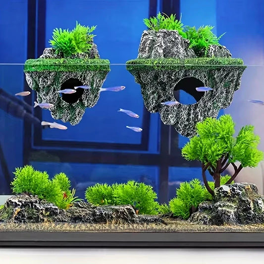 【U】Suspended Island Fish Tank Decorative - MyPetDollar.com