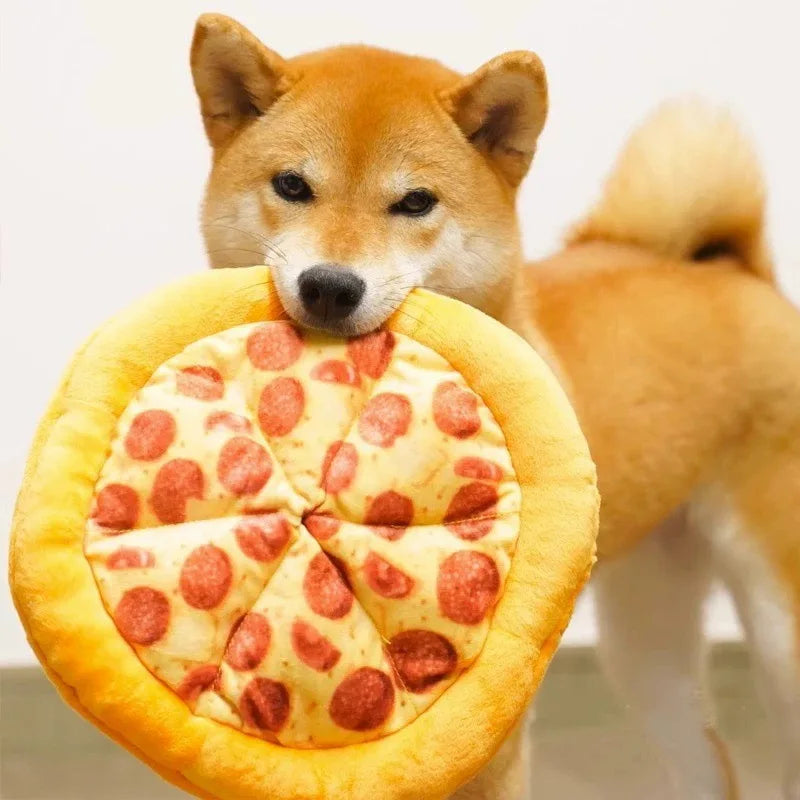 Soft Plush Dog Toy Doughnut Pizza Shape - MyPetDollar.com