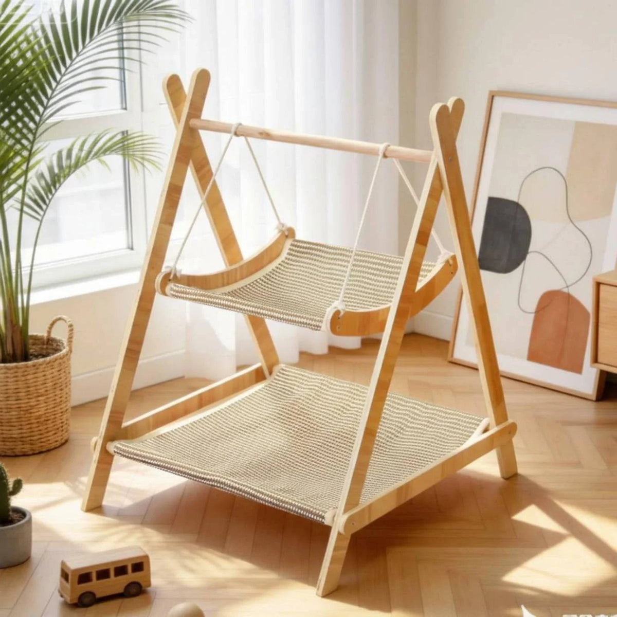 Two-Level Pet Bed Elevated Design Wooden Pet - MyPetDollar.com