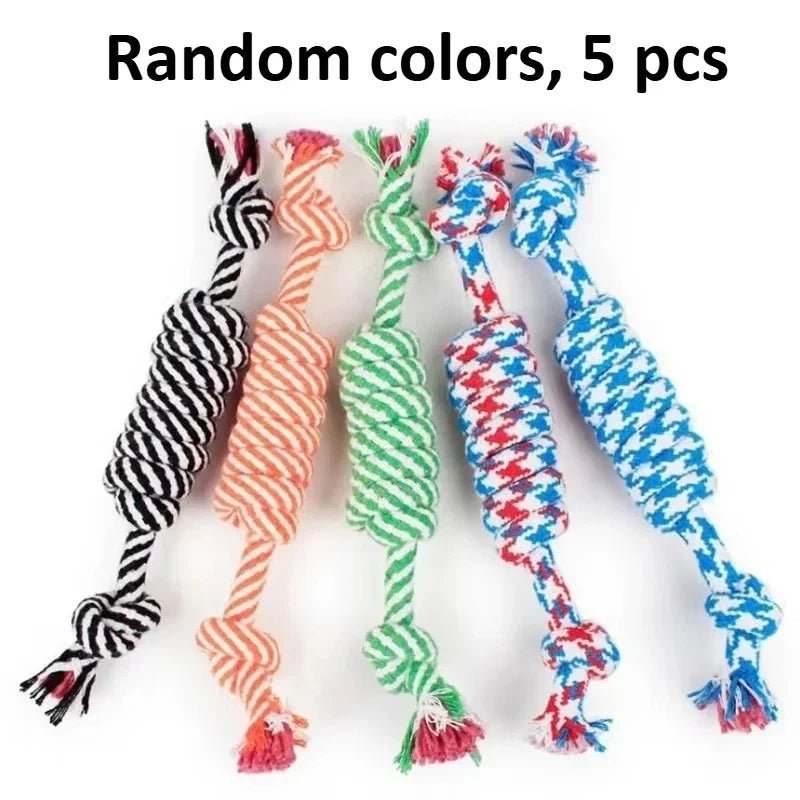 Durable Braided Cotton Rope Dog Chew Toys – 10 Colors