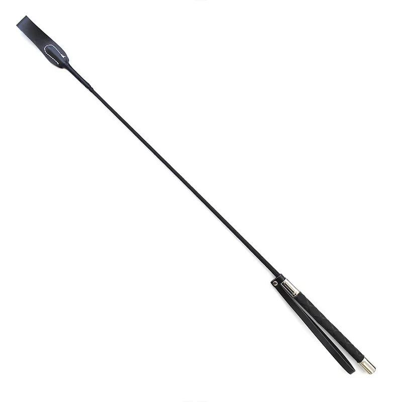 Long Straight Whip for Horse Training, Metal Handle Leather