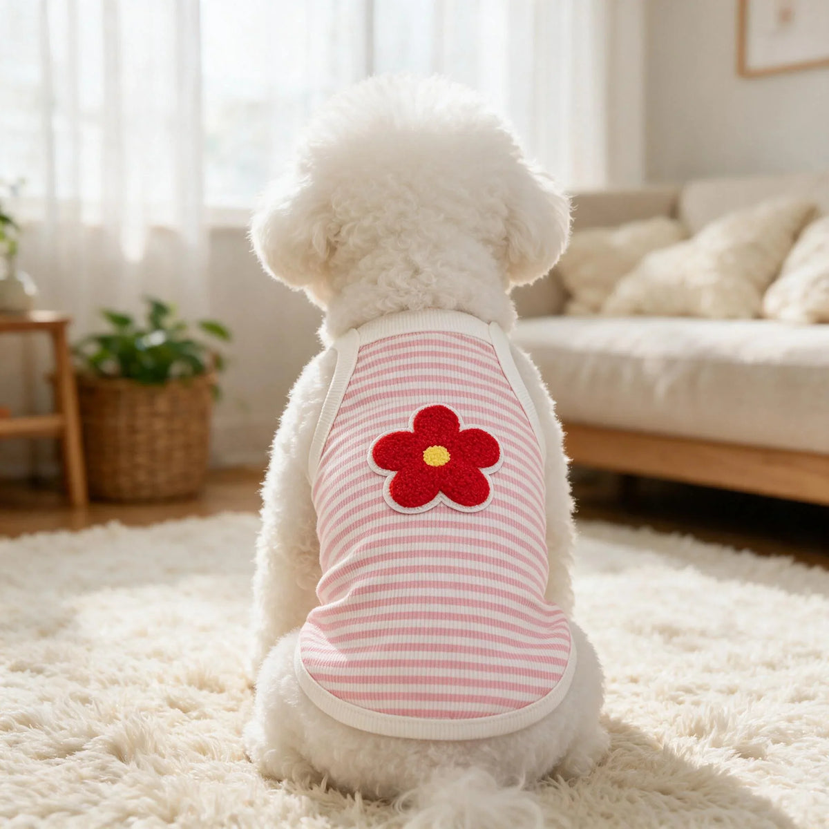 Ribbed Dog Sleeveless Tank Top, Red - MyPetDollar.com