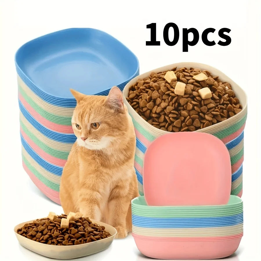 3 10 Non-slip Plastic Cat Bowls Set
