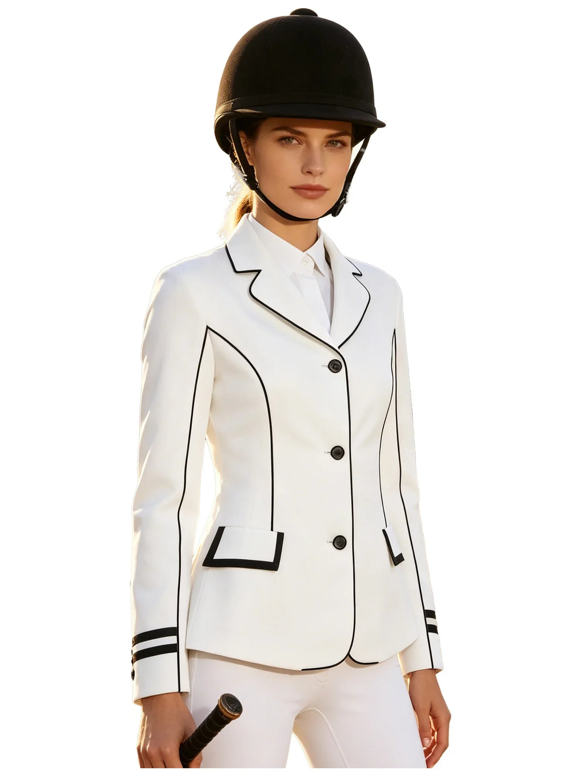 Women Contrast Trim Horse Riding Jacket - MyPetDollar.com