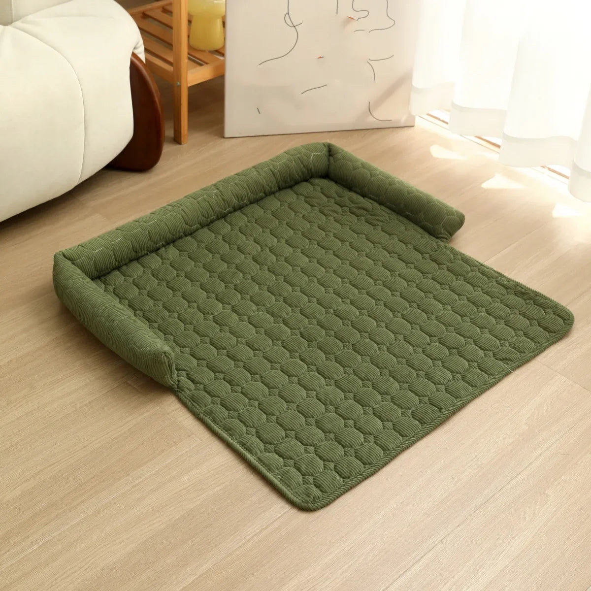 Style Corduroy Dog Sofa Cushion, Non-Slip